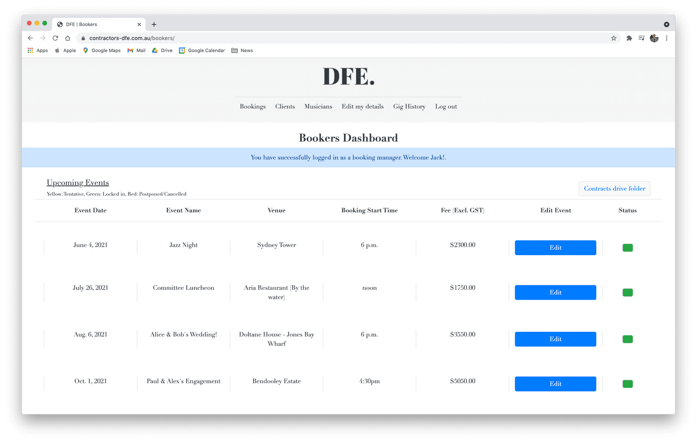 DFE Booking Site